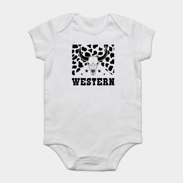Western Sign, Cow Skin, Bull Skull, Cowboy Baby Bodysuit by Darksavage